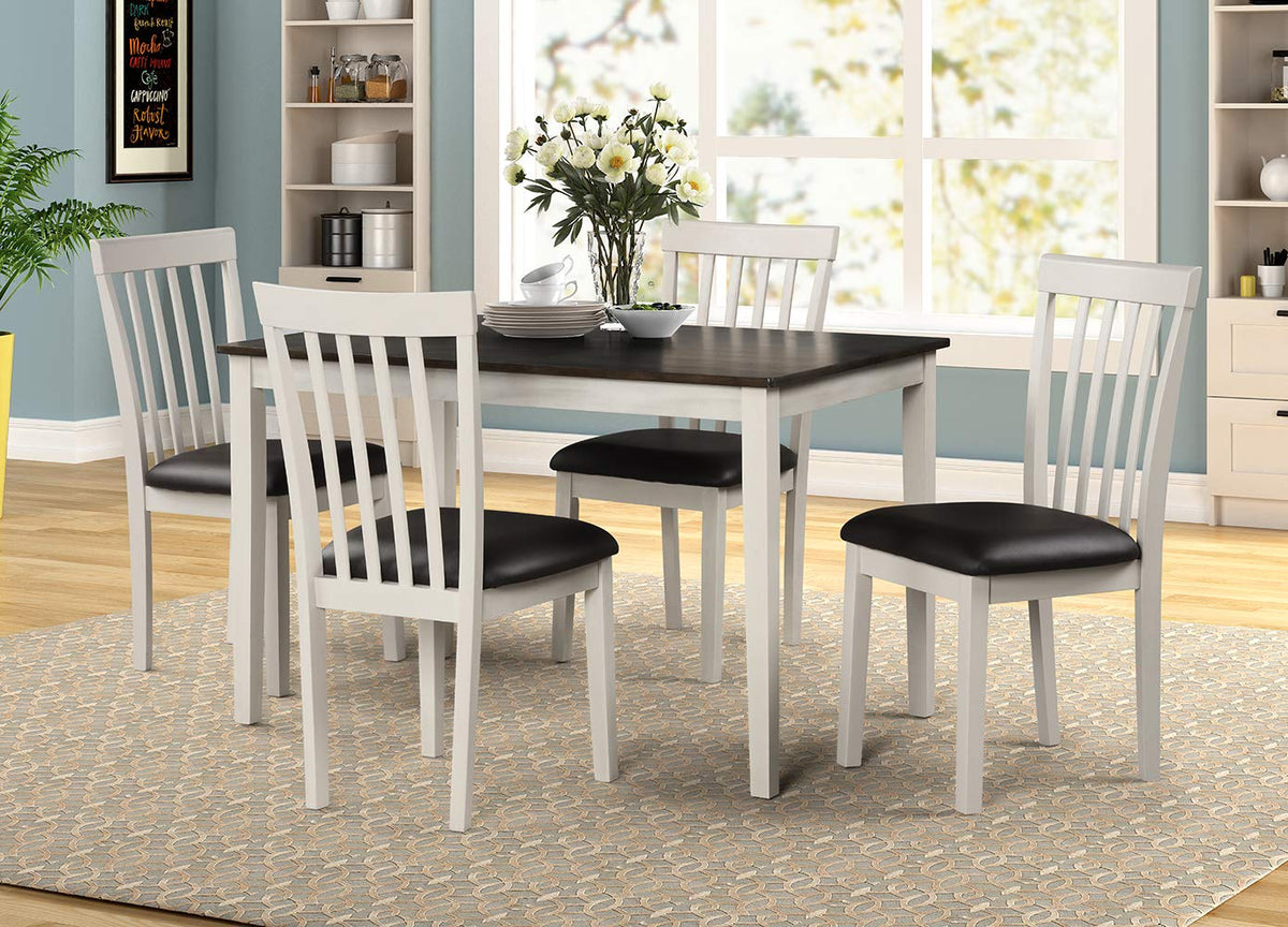 Angel Line Kayla 5-Piece Dining Set, White/Walnut