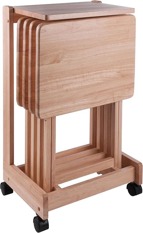 Foldable Snack Table Set with Flip-Top Mobile Stand, Set of 4