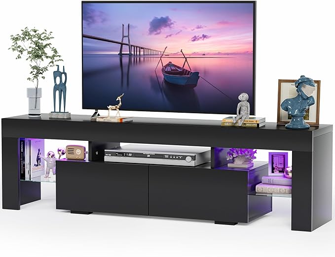 TV Stand with LED Lights & Storage Drawer