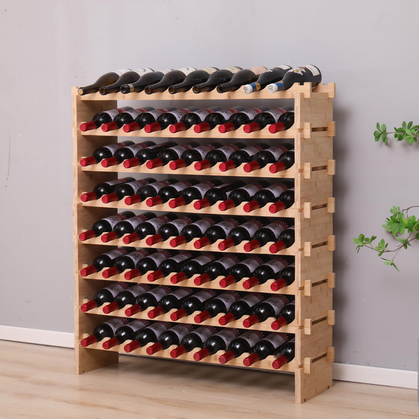 Bamboo Wine Rack – Stackable Floor Display