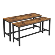Dining Bench Set of 2 – Industrial Style, Rustic Brown & Black