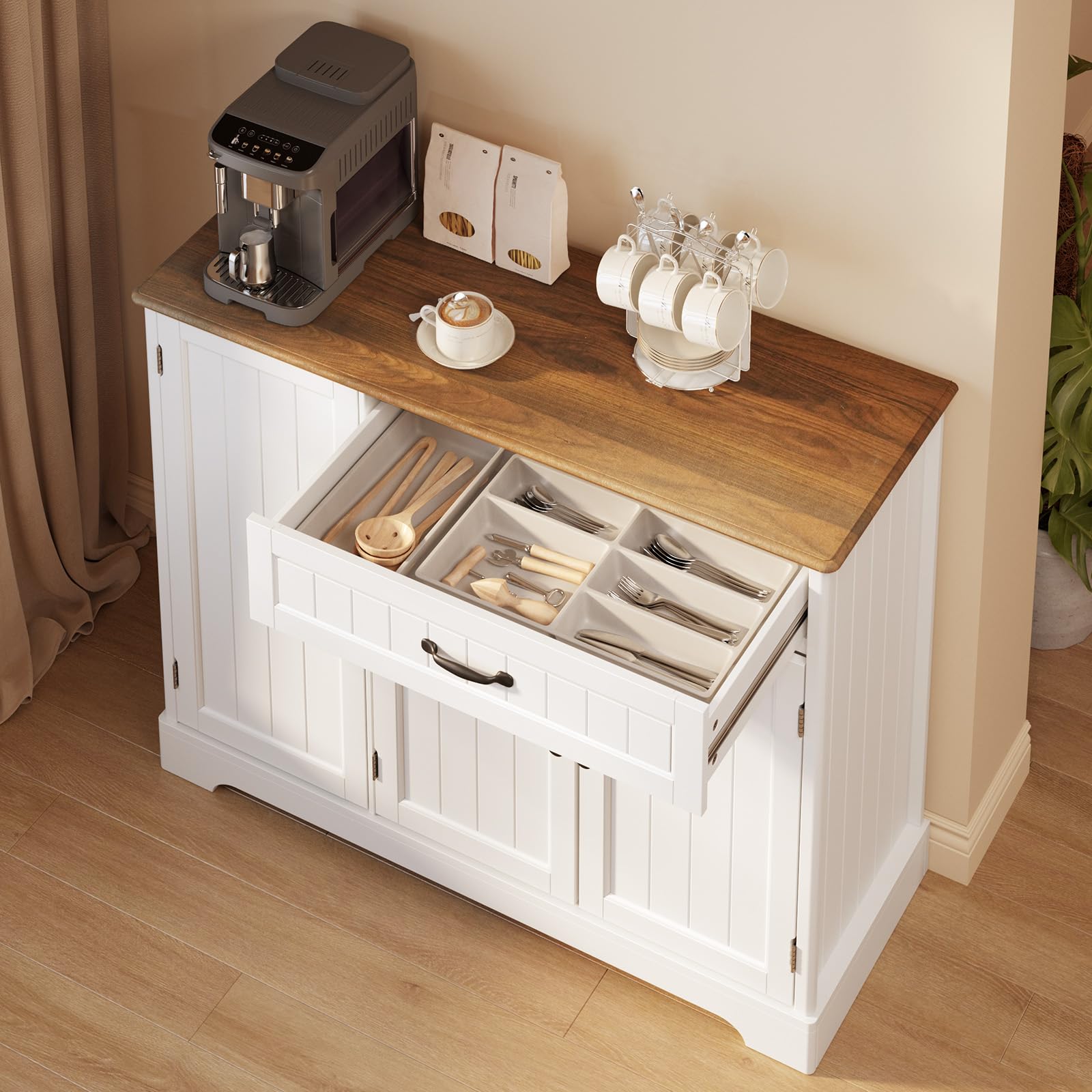 Kitchen Coffee Bar Cabinet with Storage