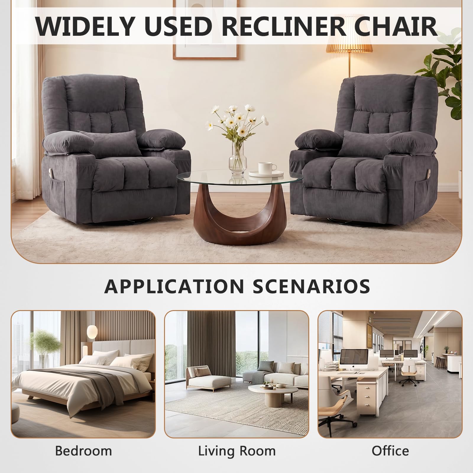 Massage Swivel Rocker Recliner Chair with Heat