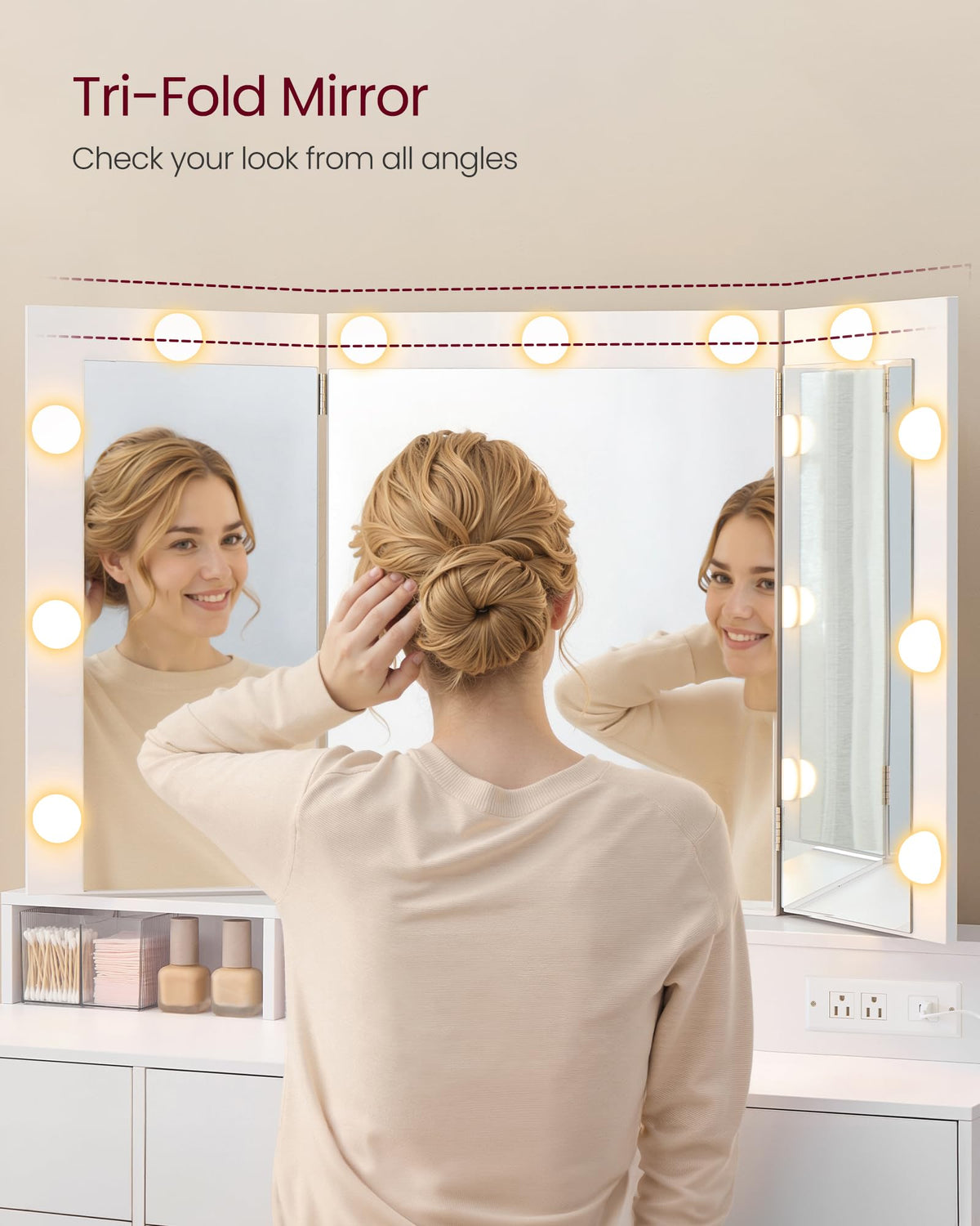 9-Drawer Lighted Makeup Vanity