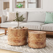 Nesting Coffee Table Set of 2 Modern Round Coffee Table and End Table Set
