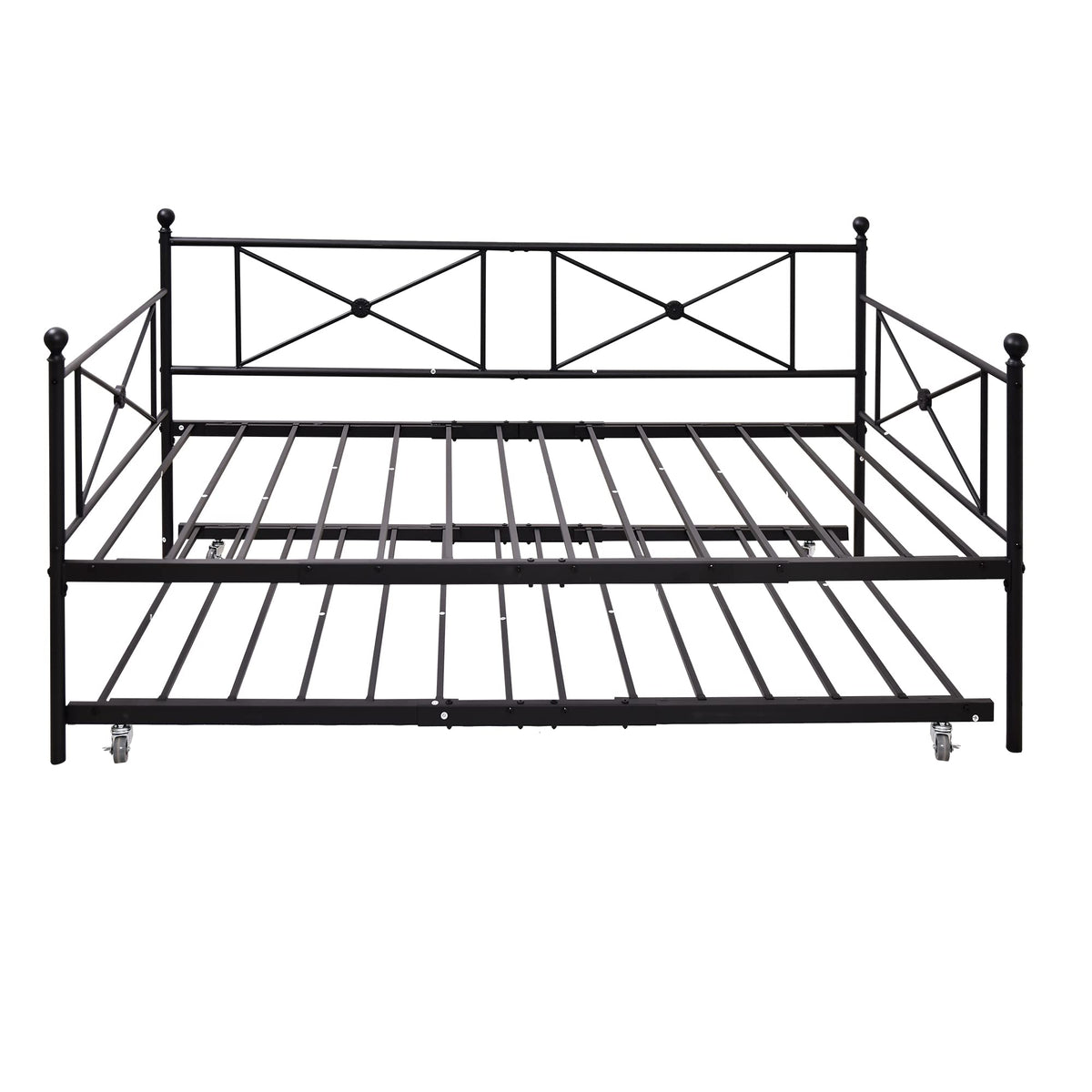 ARFARLY Sofa Bed Daybed with Trundle Sofa Bed Frame with Headboard,Premium Steel Slat Support,Multifunctional Mattress Foundation,Twin,Black