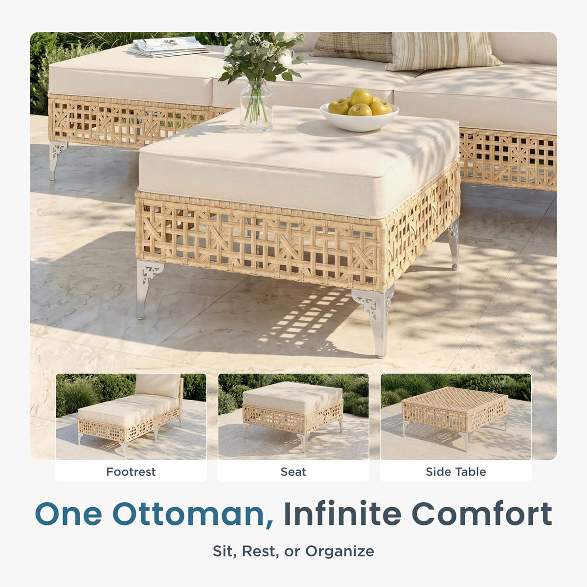 8-Piece Wicker Patio Set with Fire Pit