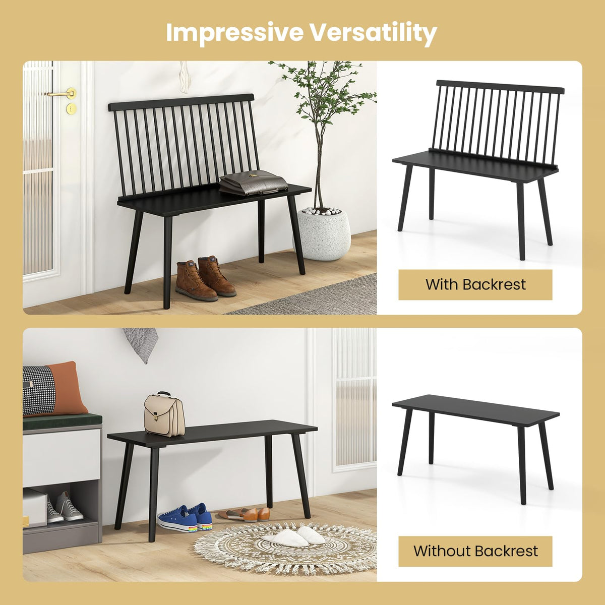 Black Windsor Dining Bench