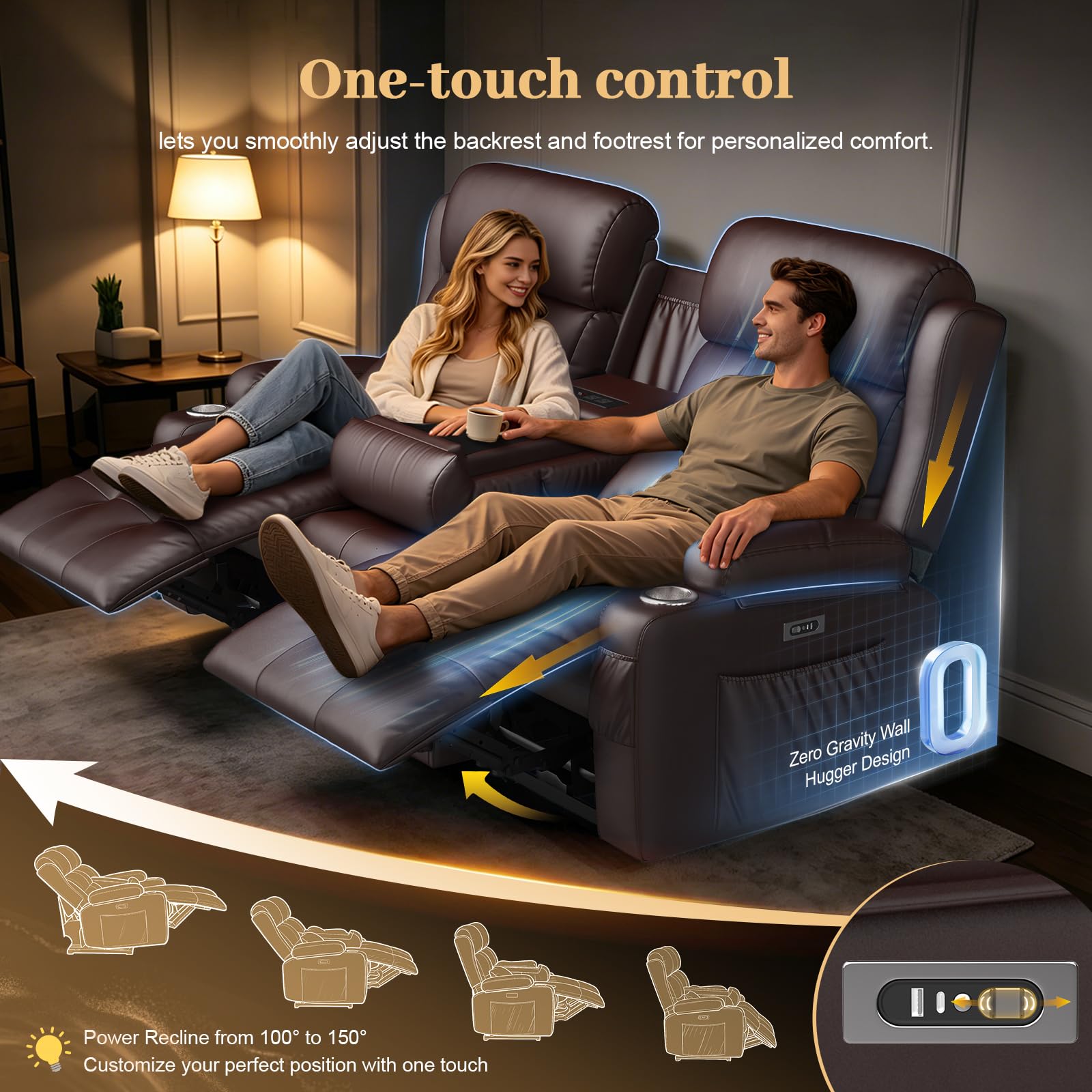 Power Reclining Loveseat with Console & Home Theater Seating