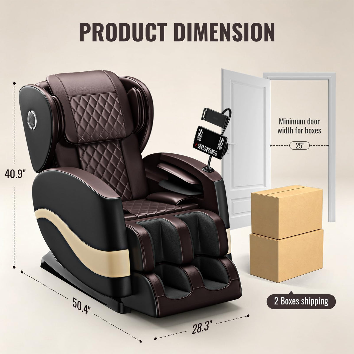 TLIFE Massage Chair Full Body Zero Gravity Recliner 14 Fix Rollers, Brown