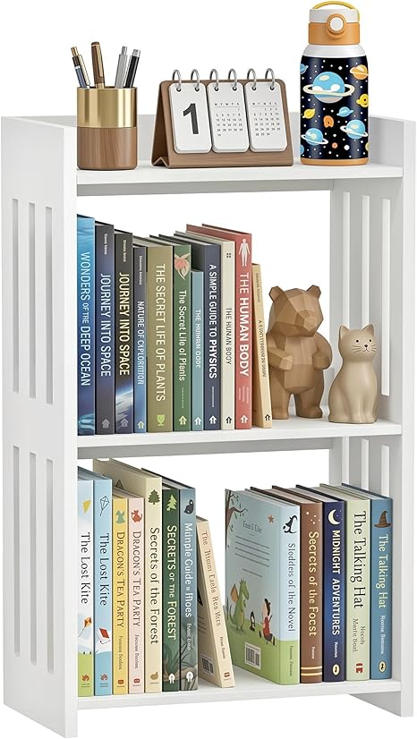 4-Tier White Bookshelf for Small Spaces