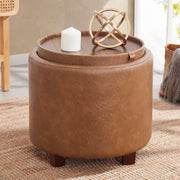Round Storage Ottoman with Tray