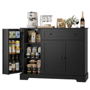 HOSTACK Buffet Cabinet with Storage, Modern Sideboard Buffet with Doors, Wood Coffee Bar Kitchen Storage Cabinet with Drawer and Adjustable Shelf for Kitchen, Dining Room, Living Room, Black
