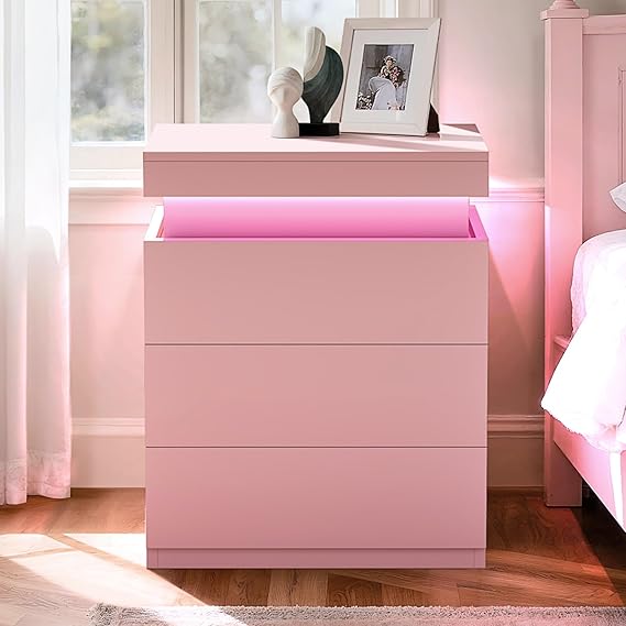 Nightstand with LED Lights & Charging Station