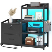 2-Drawer File Cabinet with Power Strip & LED Lights