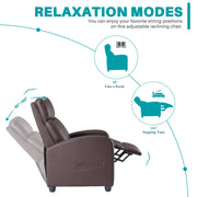 Sweetcrispy Massage Recliner Chair for Adults, Adjustable Home Theater Seating with Lumbar Support for Living Room, Modern Fabric Reclining for Small Space, Brown