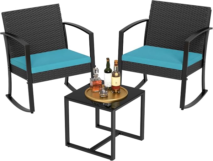 3-Piece Wicker Rocking Patio Set