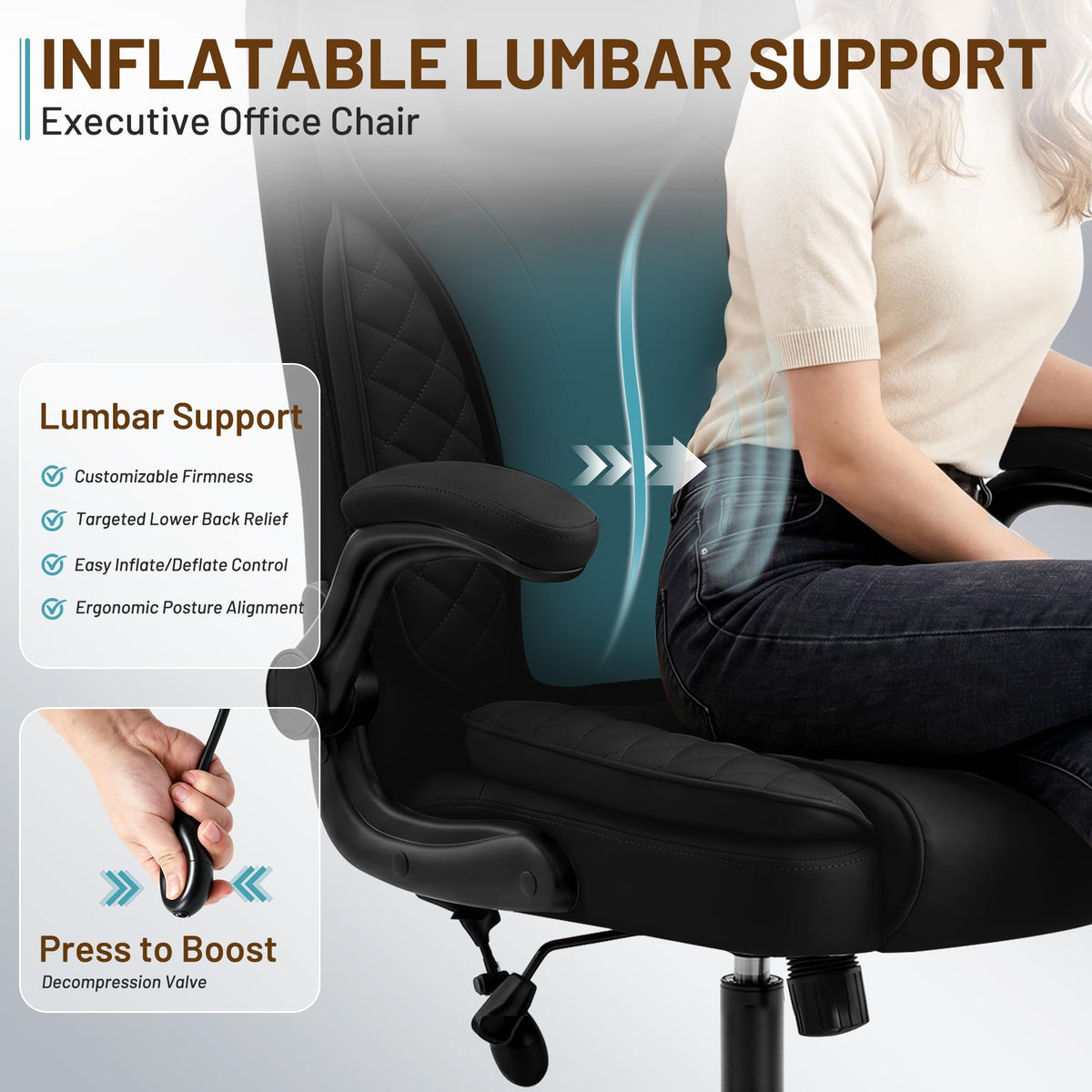 Office Chair with Inflatable Lumbar Support