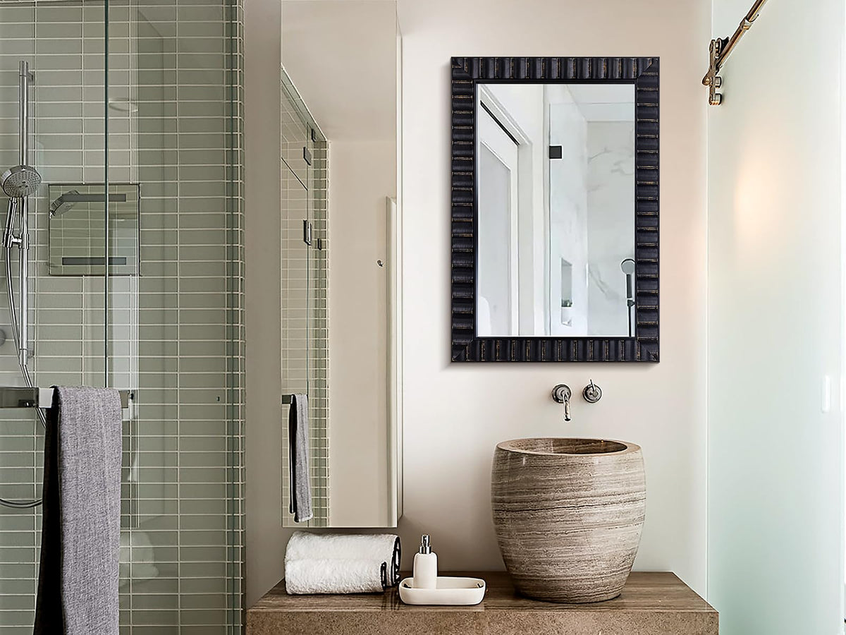 Black Wood Framed Wall Mirror