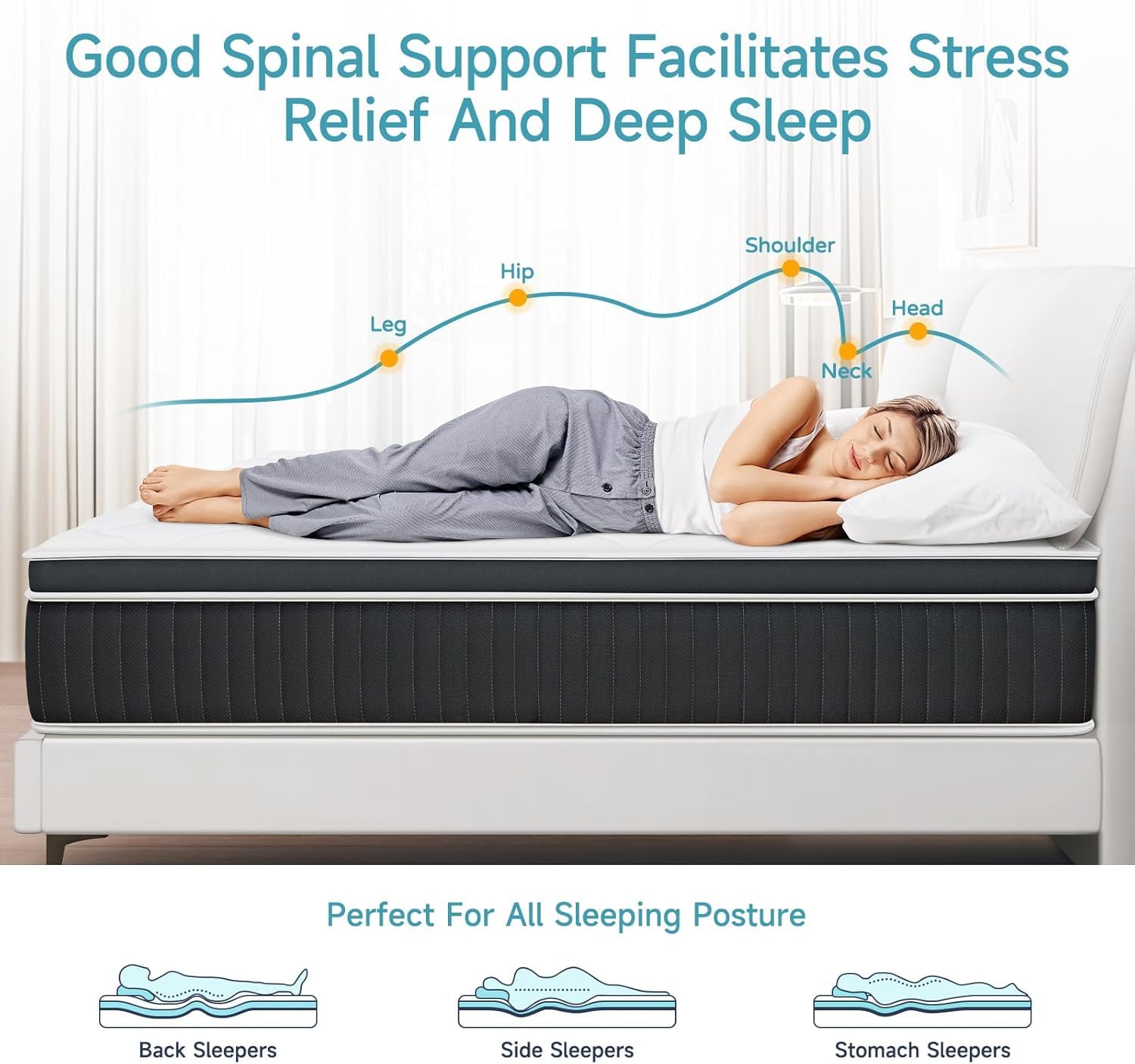 QUENSIYE Full Mattress, 14 Inch Ultra Comfort Hybrid Mattresses Queen Size, Foam with Independent Pocket Springs Mattress in a Box Pressure Relief & Supportive, Medium Firm