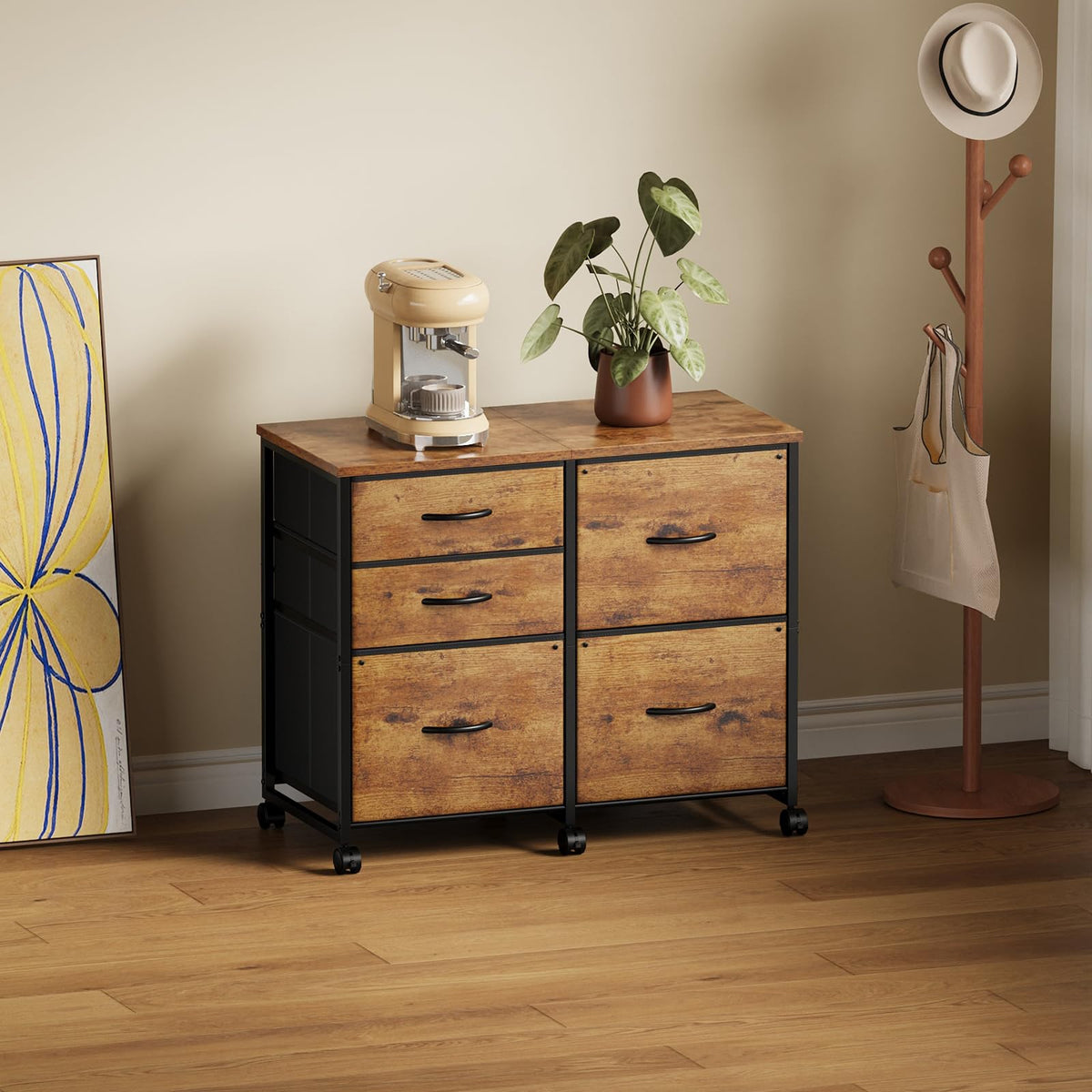 5-Drawer Rolling File Cabinet