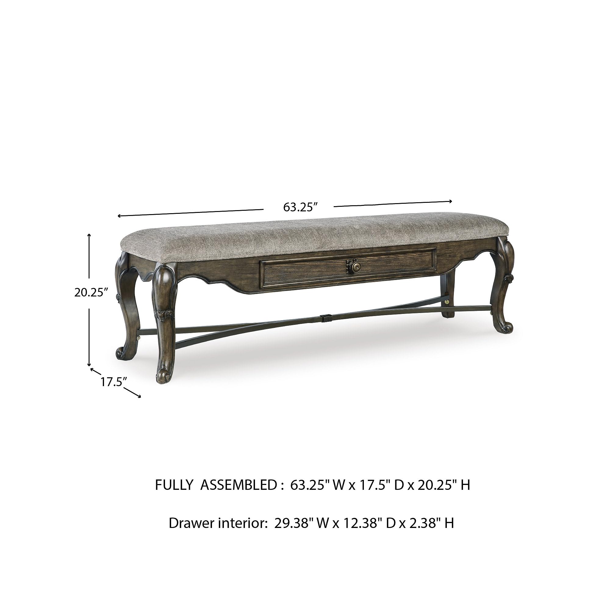 Upholstered Dining Bench with Storage Drawer
