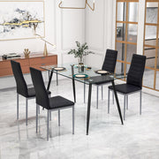 GIANTEX Dining Table Set for 4, Kitchen Table Chairs Set with 51” Rectangle Glass Table, 4 Padded Dining Chairs, Metal Structure, Dinette Table for Breakfast Nook, Living Room, Restaurant, Black