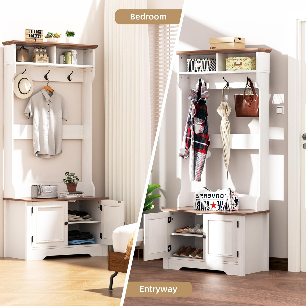 Hall Tree with Bench and Shoe Storage