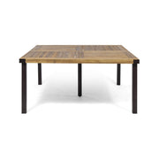 Christopher Knight Home Lankershim Outdoor Acacia Wood Dining Table, Teak and Rustic Metal