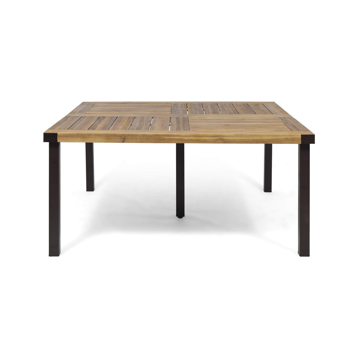 Christopher Knight Home Lankershim Outdoor Acacia Wood Dining Table, Teak and Rustic Metal