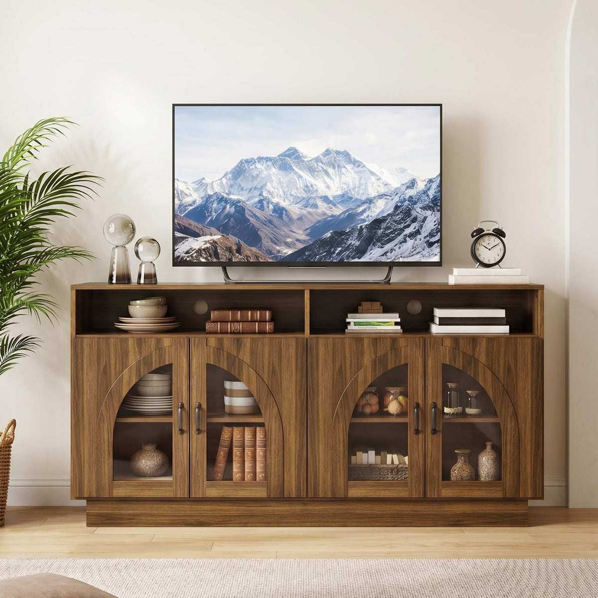 Brown LED TV Stand with Storage