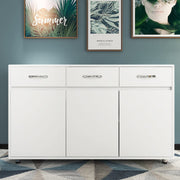GLCHQ Storage Drawer File Cabinet Side Cabinet Entryway Console Side Tables with Three Drawers and Three Doors for Office or Kitchen Room (Three Doors, White)