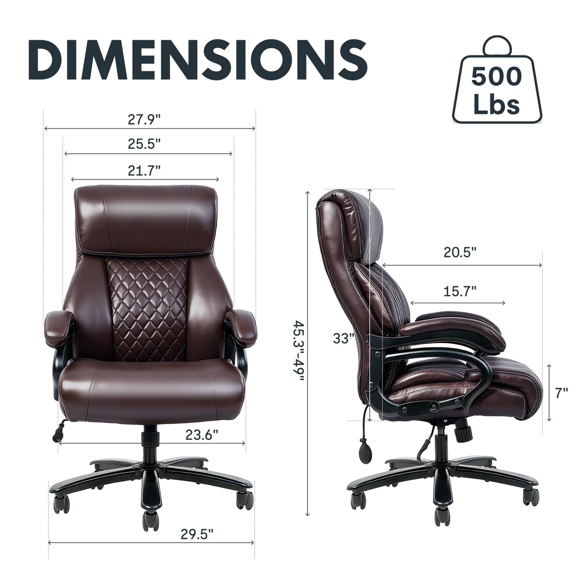 FLEXISPOT 500lbs Big and Tall Office Chair for Heavy People, Brown, OS3