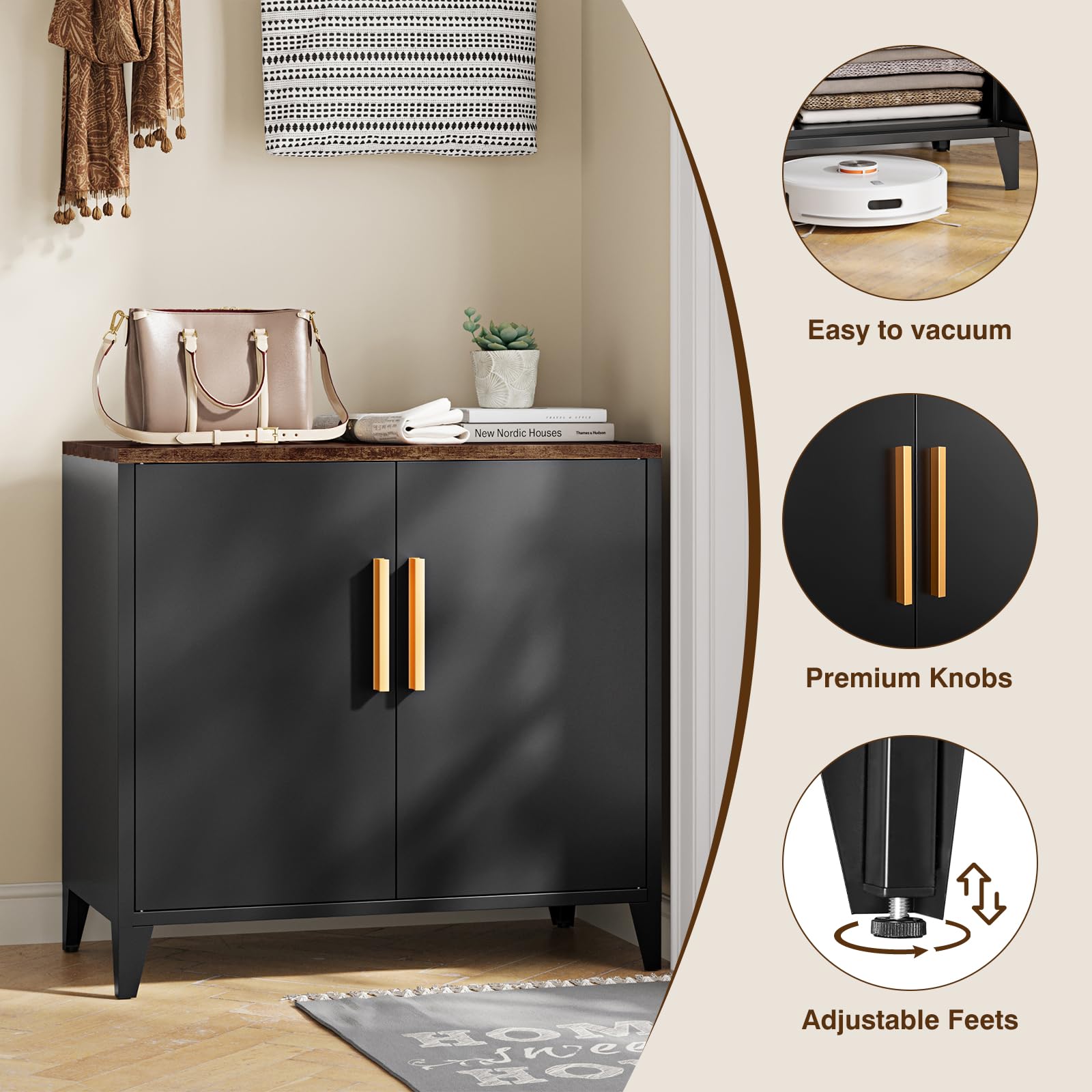 Metal Storage Cabinet with 2 Doors and Adjustable Shelves