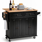Black Drop Leaf Kitchen Island Cart