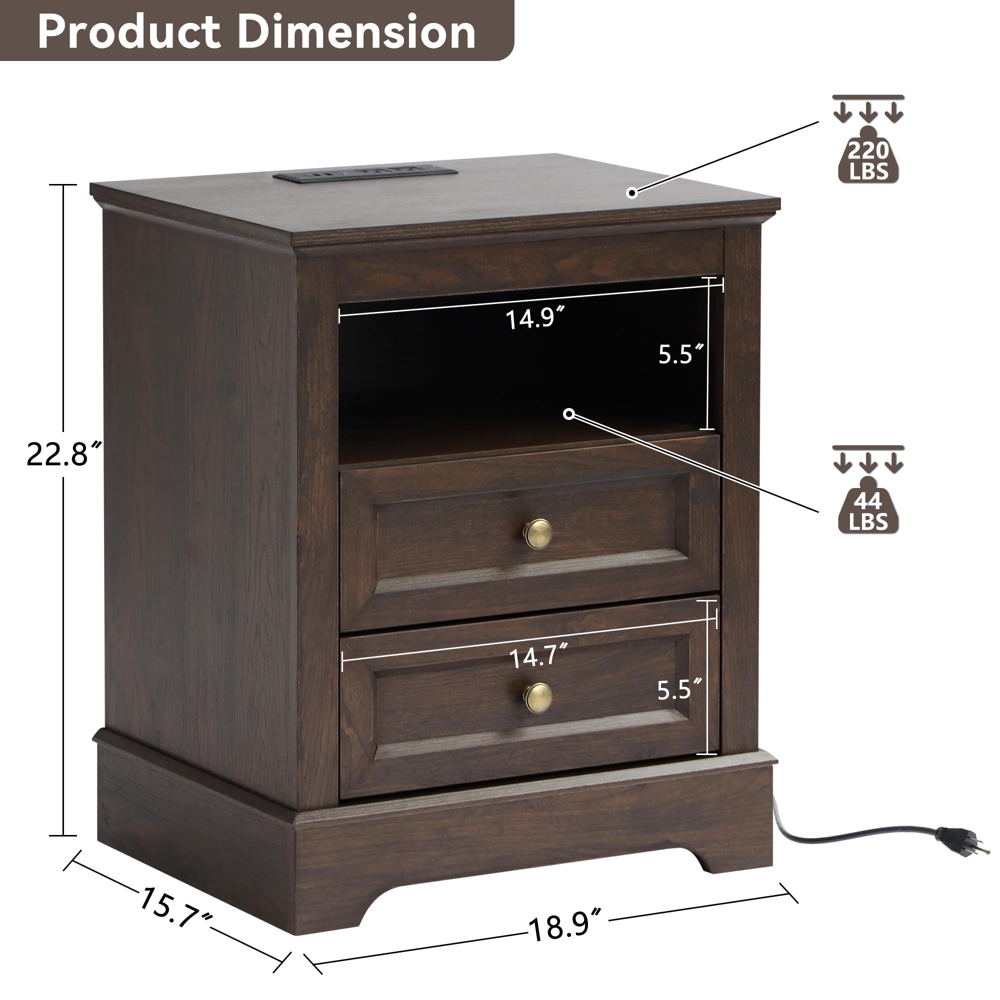 Farmhouse Bedroom Dresser Set of 4 with Charging Nightstand