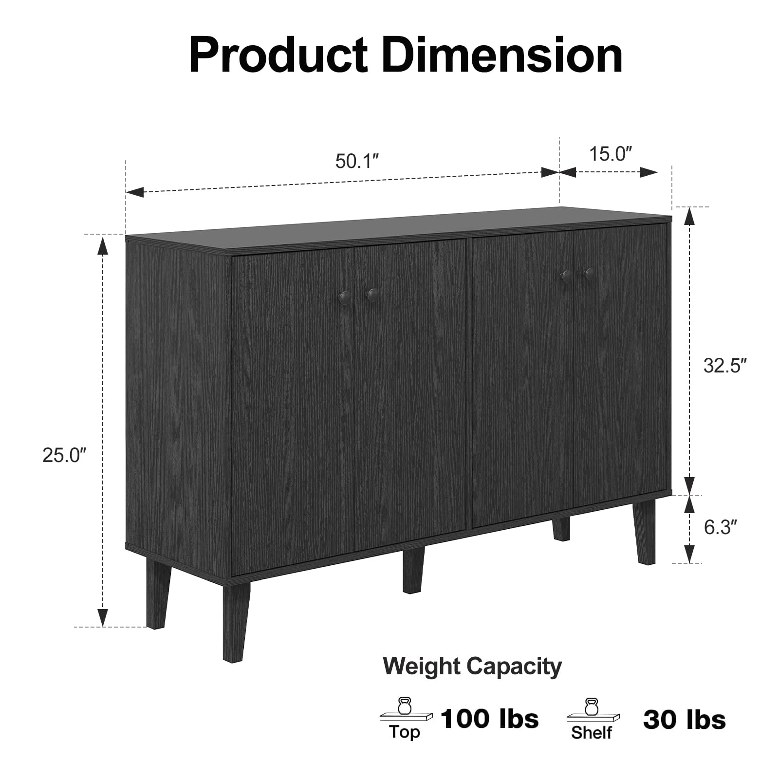 Sideboard Buffet Cabinet with 4 Doors