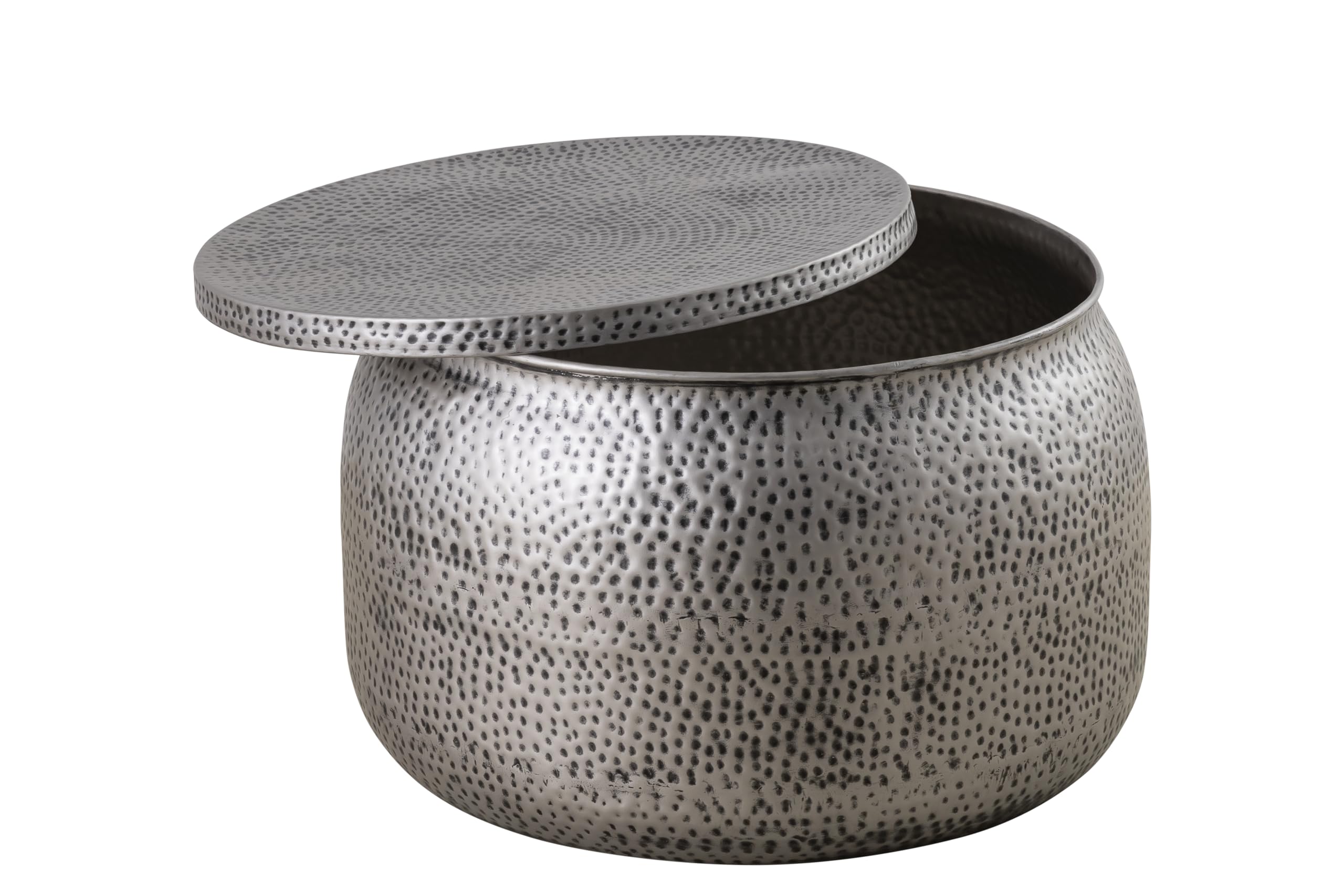 Round Aluminum Drum Coffee Table with Storage