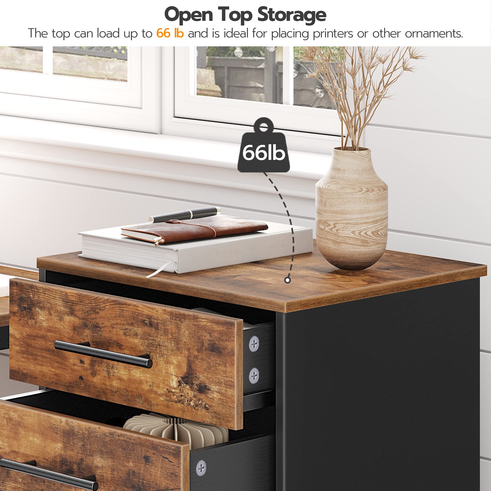 7-Drawer File Cabinet with Wheels & Metal Handles