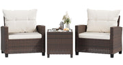 Shintenchi 3 Pieces Patio Furniture Set, PE Rattan Wicker 3 Pcs Patio Set, Outdoor Furniture Set with Two Outdoor Chairs and Table, Conversation Set for Garden, Poolside, Balcony, and Porch(Beige)