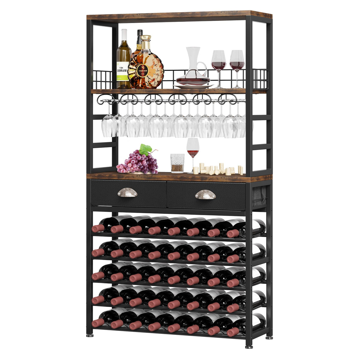6-Tier Wine Rack with Drawer