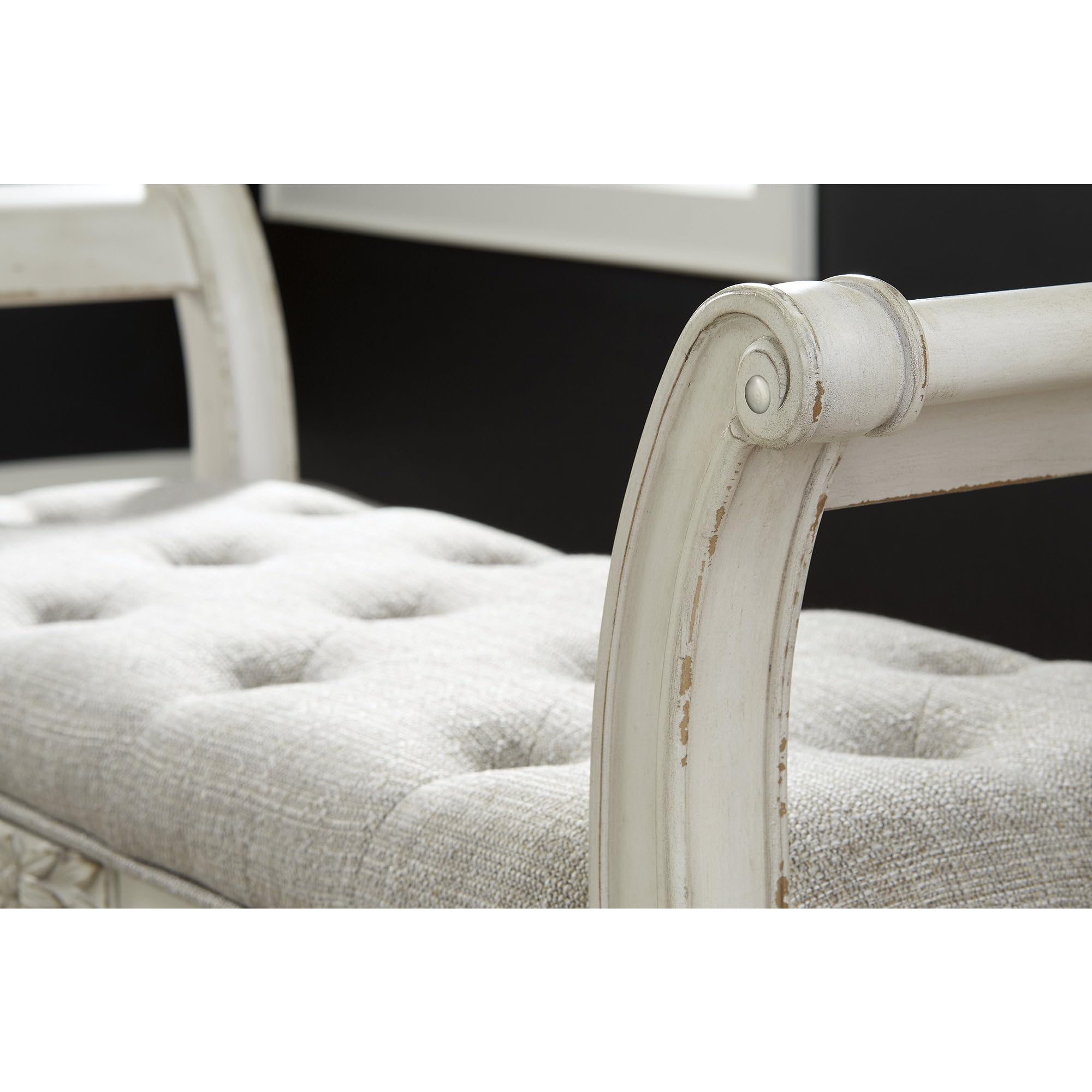 Tufted Accent Bench with Scrolled Arms