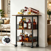 3-Tier Bar Cart with Lockable Wheels