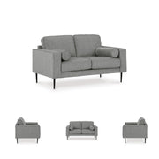 Charcoal Chevron Loveseat with Chaise & Bolster Pillows