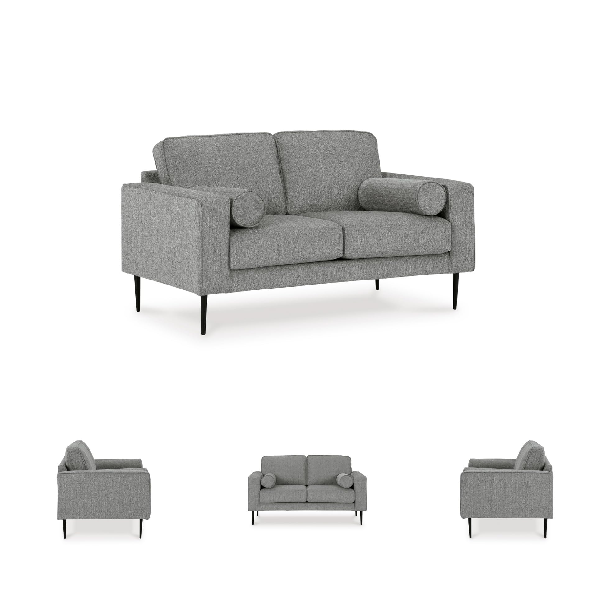Signature Design by Ashley Hazela Casual Loveseat with 2 Bolster Pillows, Gray
