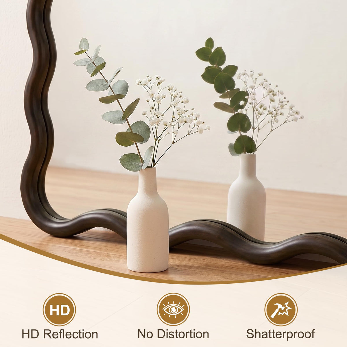 Wavy Solid Wood Full-Length Mirror