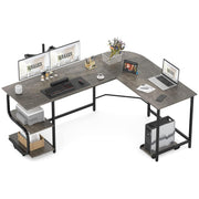 L-Shaped Desk with Storage Shelves & Monitor Stand Hole