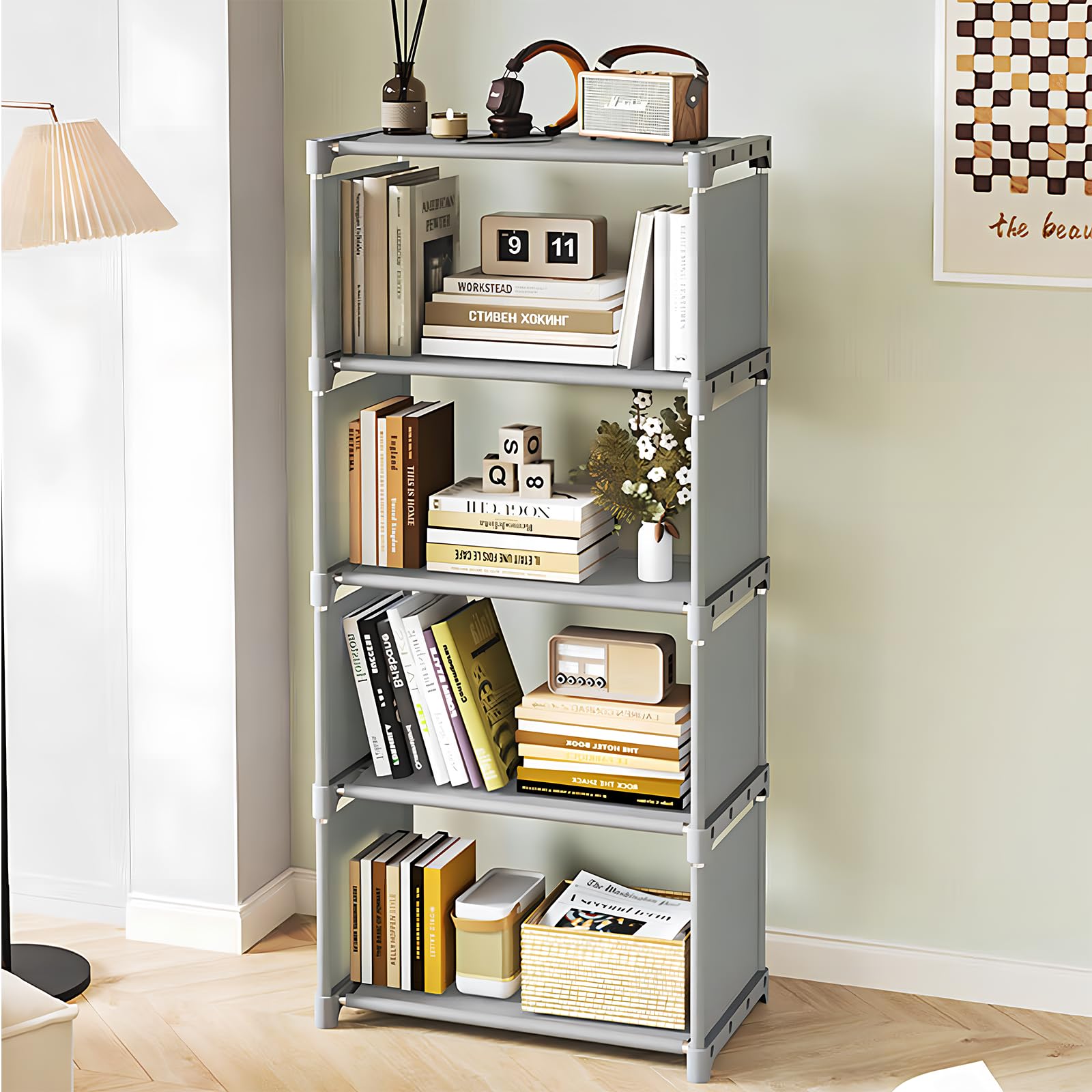 WEMAKMAK 4-Cube Storage Organizer Shelf – Tool-Free Assembly Cube Bookcase for Bedroom, Closet & Small Spaces, Bookshelf Organizer for Kids’ Clothes & Nursery
