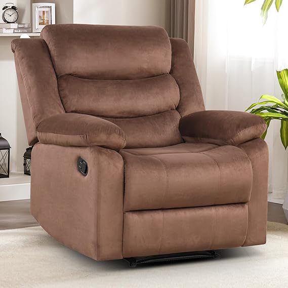 Manual Recliner Chair – PU Leather, Overstuffed