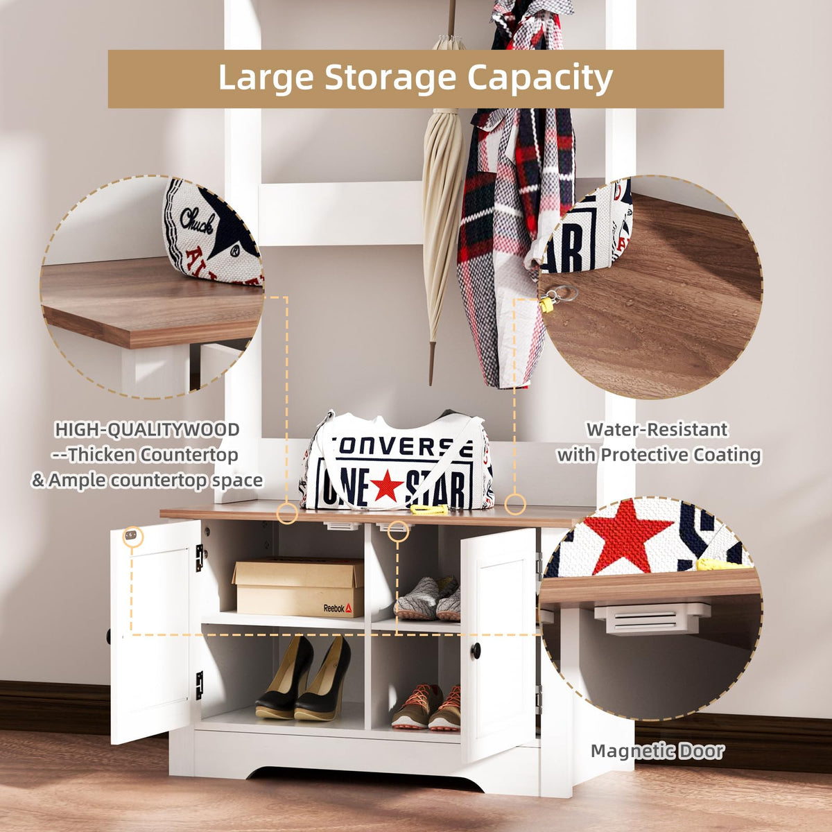 Hall Tree with Bench and Shoe Storage